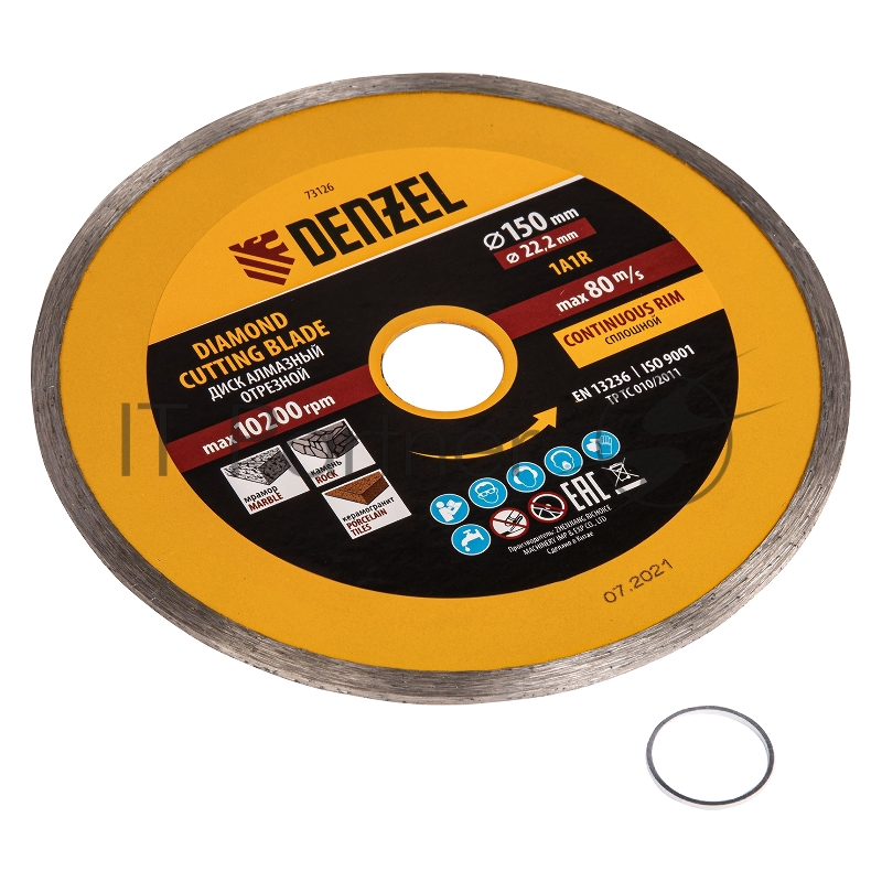 Диск алмазный отрезной ф150 х 22,2 мм, Сплошной, мокрое резание// Denzel