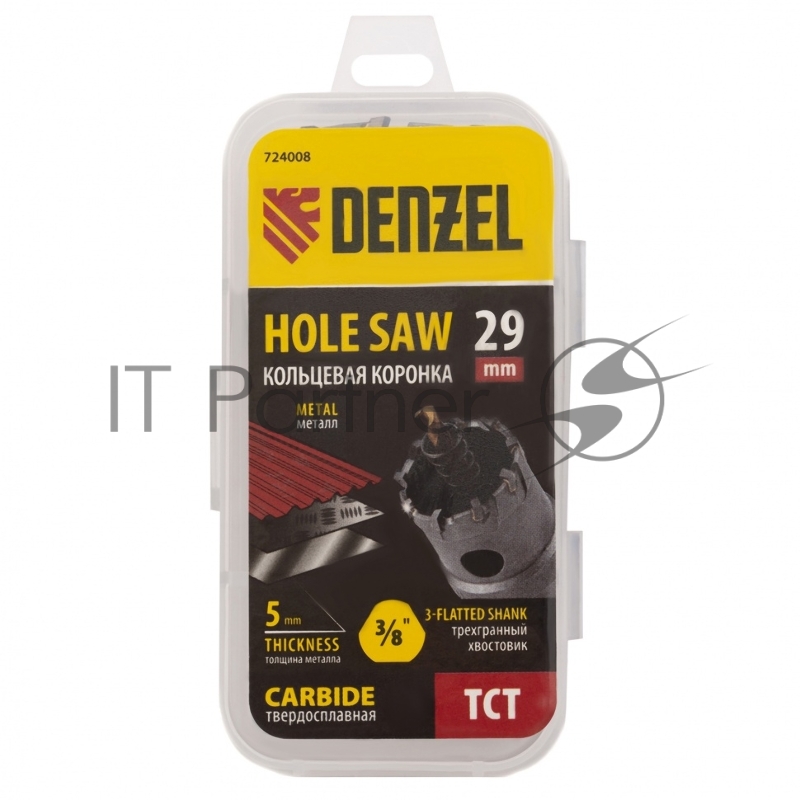 Коронка по металлу твердосплавная, 29 мм //Denzel