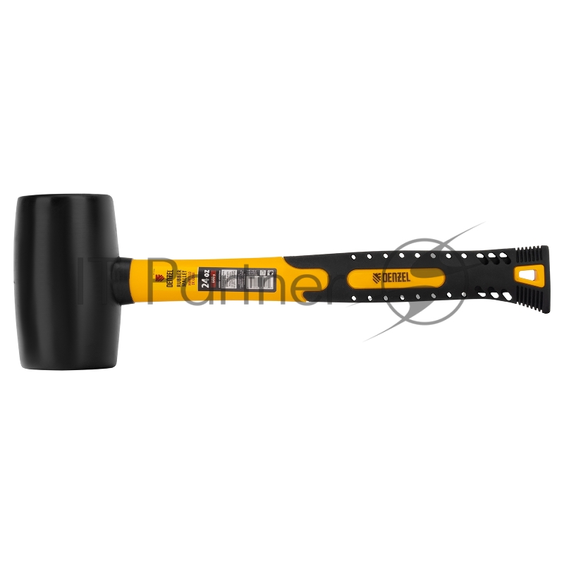 Киянка резиновая, 24 oz, черная резина, фибергласовая рукоятка// Denzel