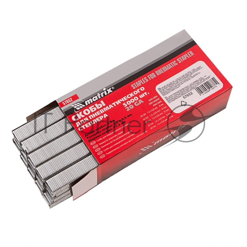 Скобы для пнев. степл., 6 мм, шир. - 1,2 мм, тол. - 0,6 мм, шир. скобы - 11,2 мм, 5000 шт// Matrix