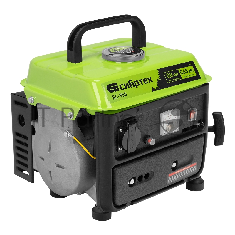 Генератор бензиновый БС-950, 0,8 кВт, 230 В, 2-х такт., 4 л, ручной стартер// Сибртех