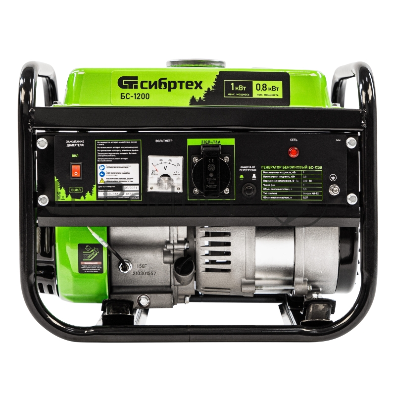 Генератор бензиновый БС-1200, 1 кВт, 230 В, 4-х такт., 5,5 л, ручной стартер// Сибртех