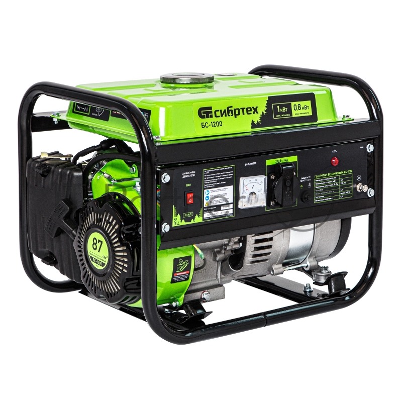 Генератор бензиновый БС-1200, 1 кВт, 230 В, 4-х такт., 5,5 л, ручной стартер// Сибртех