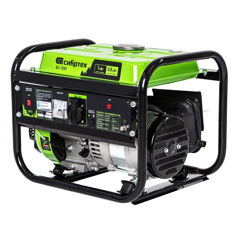 Генератор бензиновый БС-1200, 1 кВт, 230 В, 4-х такт., 5,5 л, ручной стартер// Сибртех