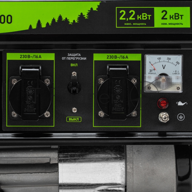 Генератор бензиновый БС-2500, 2,2 кВт, 230В, 4-х такт., 15 л, ручной стартер// Сибртех