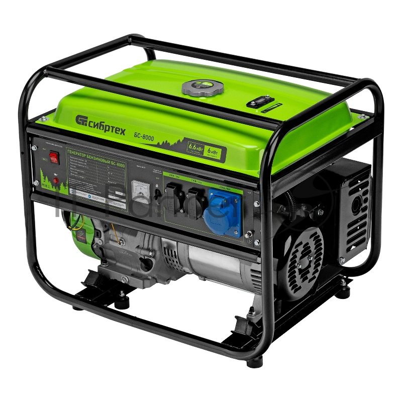 Генератор бензиновый БС-8000, 6,6 кВт, 230В, 4-х такт., 25 л, ручной стартер// Сибртех