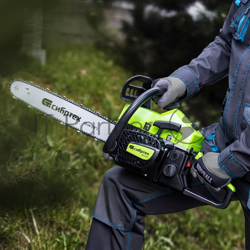 Пила цепная бензиновая БП-5245, 52 см3, шина 45 см, шаг 0,325, паз 1,5 мм, 72 зв// Сибртех