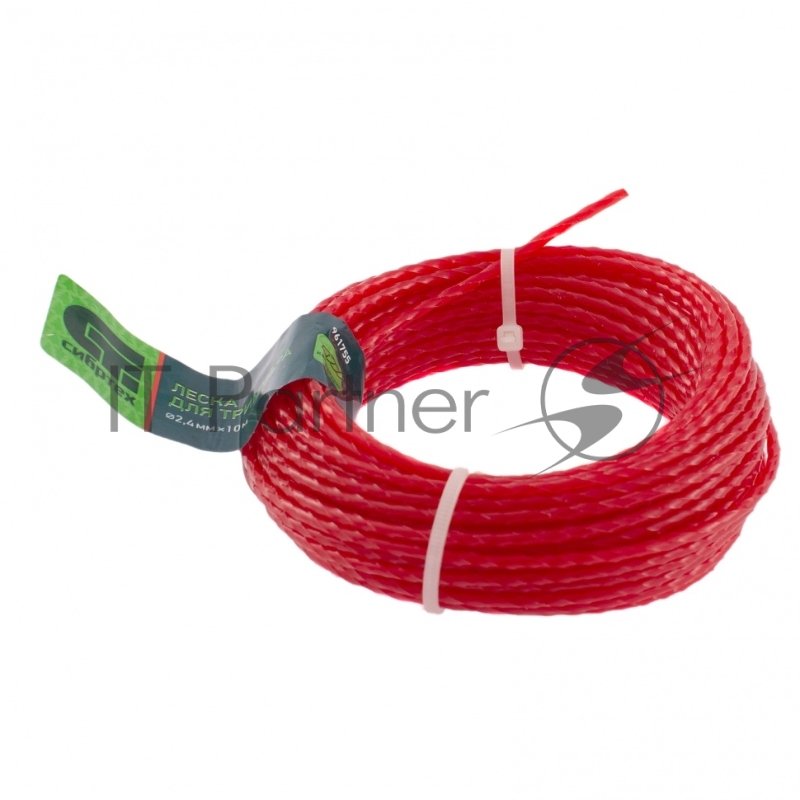 Леска для триммера квадратная витая, 2,4 мм х 10 м, Россия// Сибртех