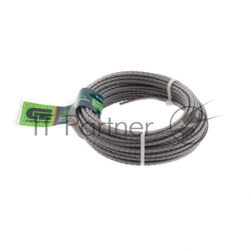 Леска для триммера квадратная витая, армир. алюминием, 2,4 мм х 10 м, Россия// Сибртех