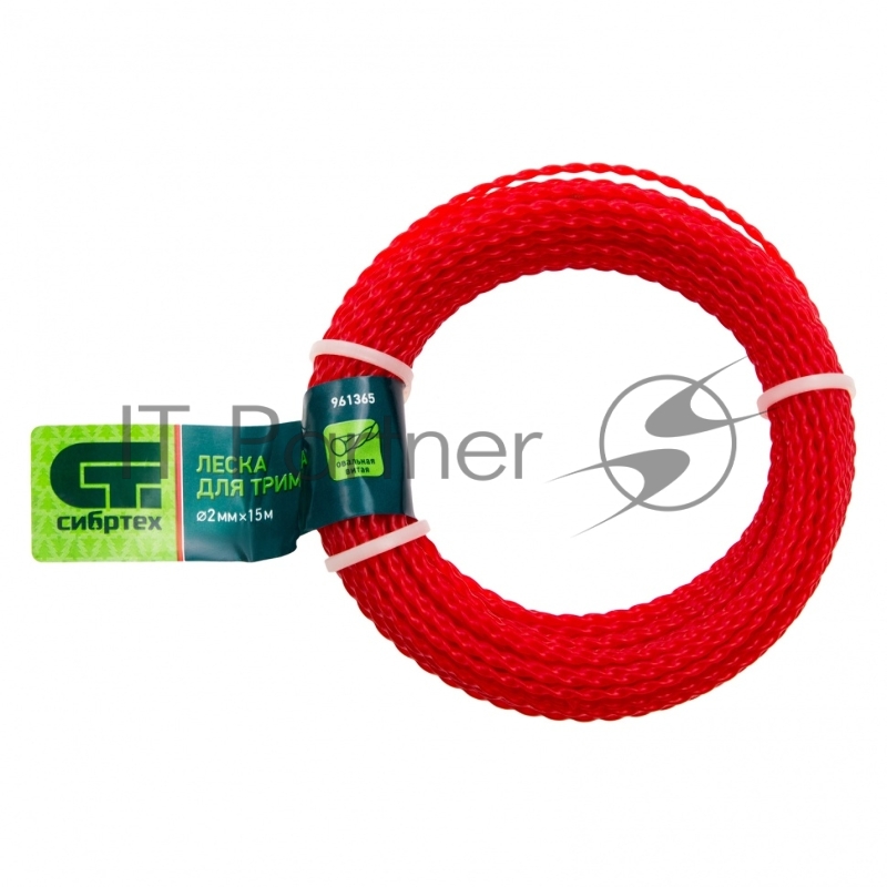 Леска для триммера овальная витая, 2,0 мм х 15 м, Россия// Сибртех