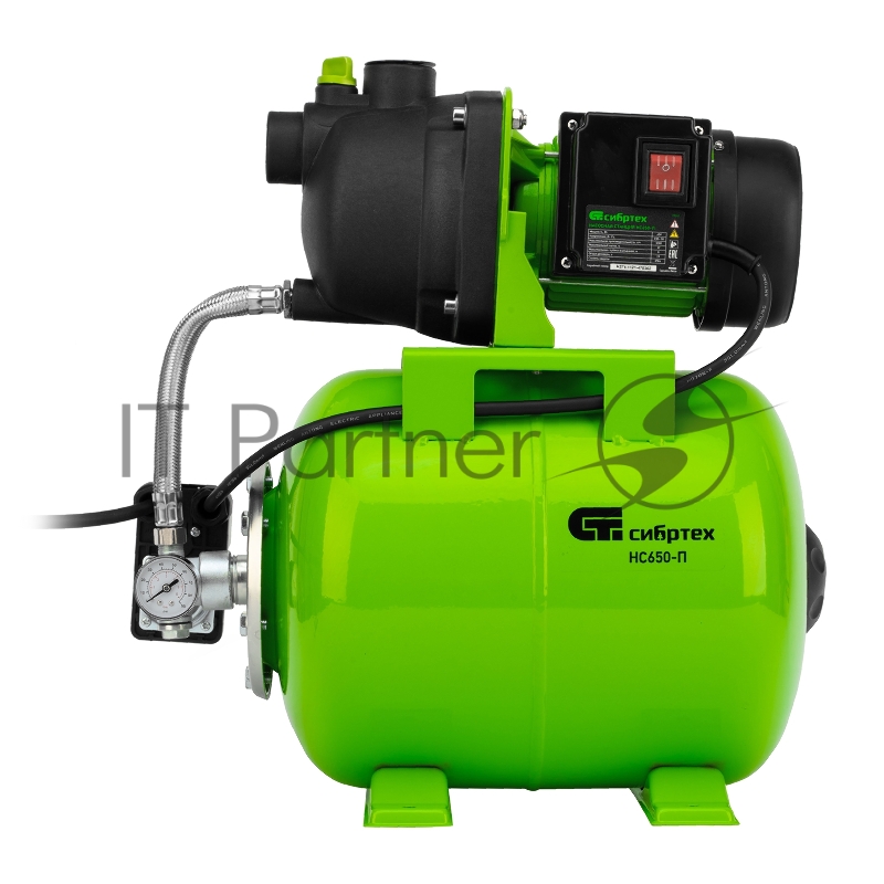 Насосная станция НС650-П, 650 Вт, напор 37 м, 3200 л/ч, ресивер 19 л// Сибртех