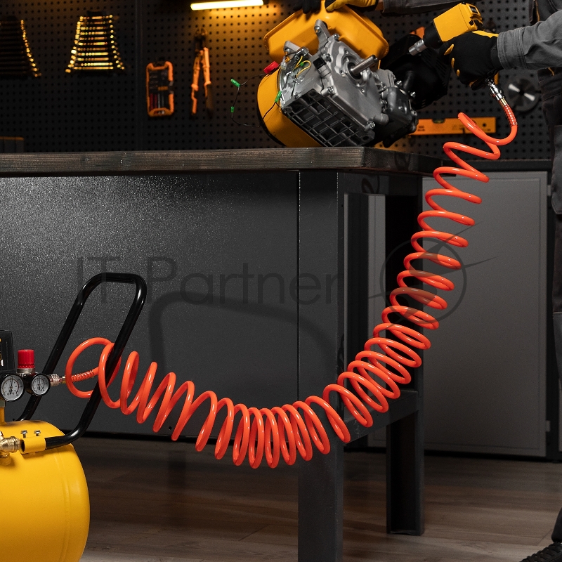 Шланг спиральный воздушный 8х12 мм, 18 бар, с быстросъемными соединениями, 15 м// Stels