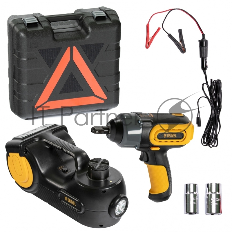 Домкрат электрогидравлический «3 в 1» (1,5 т), 12В, с гайковертом электрическим, в наборе// Denzel