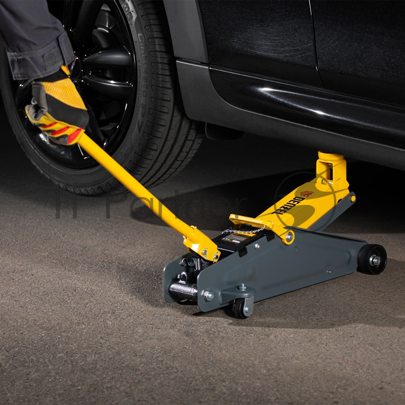 Домкрат гидравлический подкатной с фиксатором, 2,8 т, 135-385 мм// Denzel