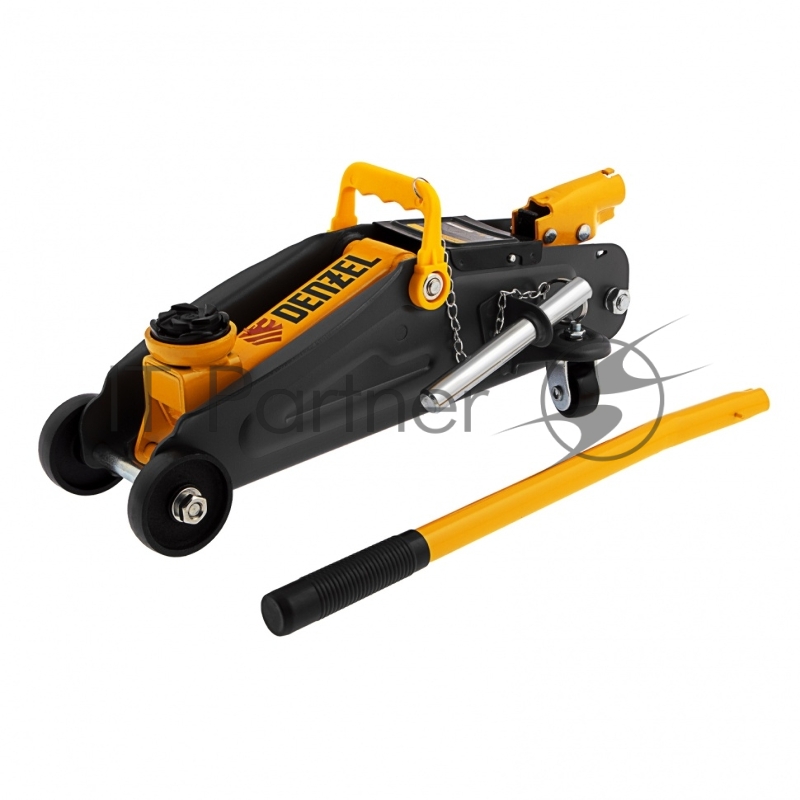 Домкрат гидравлический подкатной с фиксатором, 2 т, 130-330 мм, в кейсе// Denzel