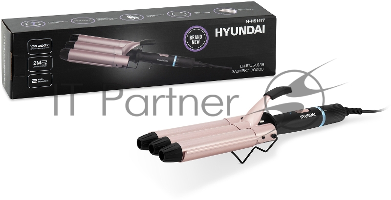Щипцы Hyundai H-HS1477 130Вт макс.темп.:200С покрытие:керамико-турмалиновое черный