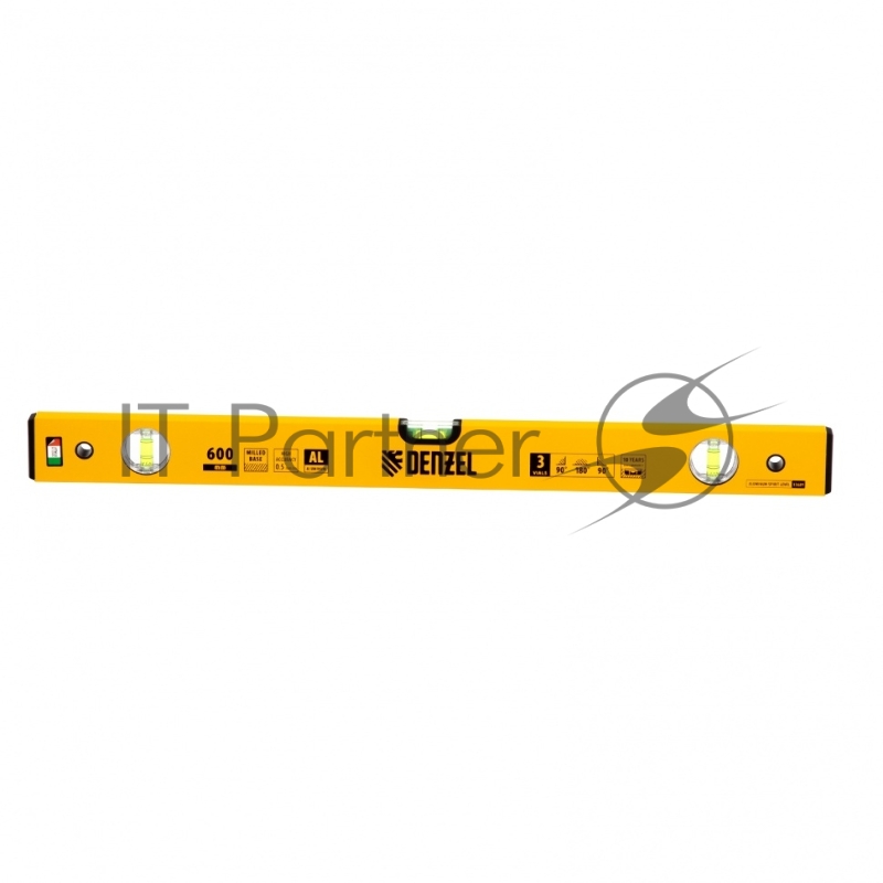 Уровень алюминиевый, 600 мм, фрезерованный, 3 глазка// Denzel