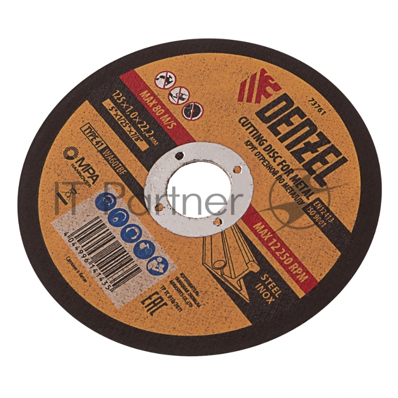 Круг отрезной по металлу, 125 х 1,0 х 22,2 мм, WA60TBF// Denzel