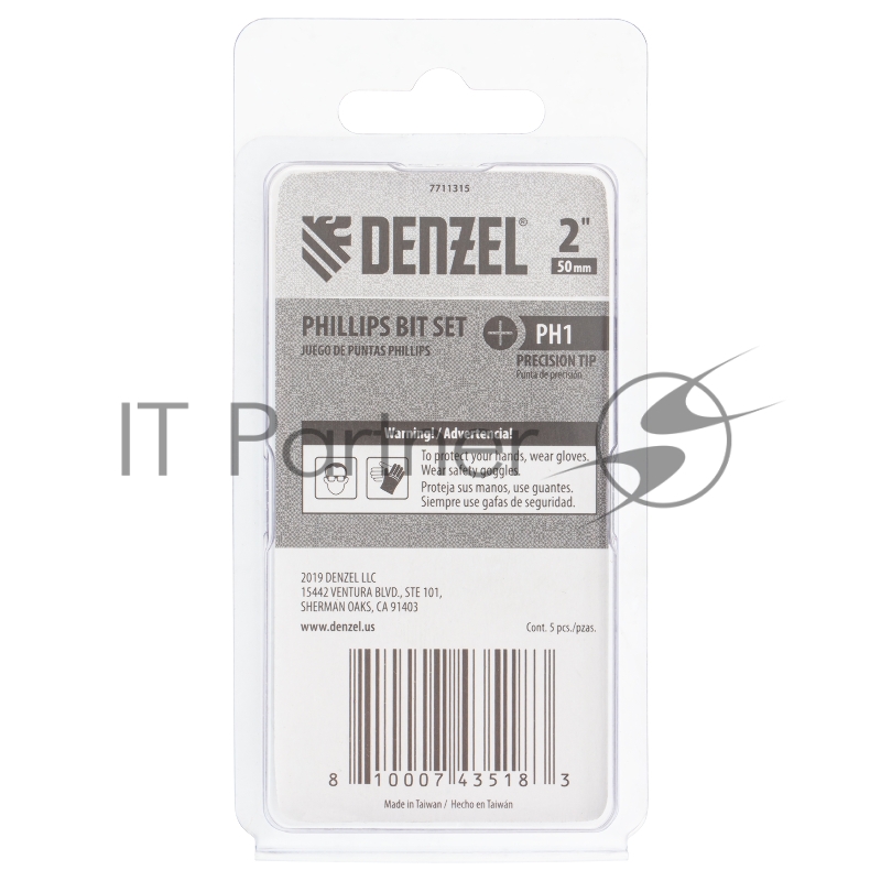 Набор бит, PH1x2, 5 шт.// Denzel