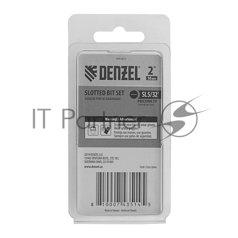 Набор бит, SL5/32x2, 5 шт.// Denzel