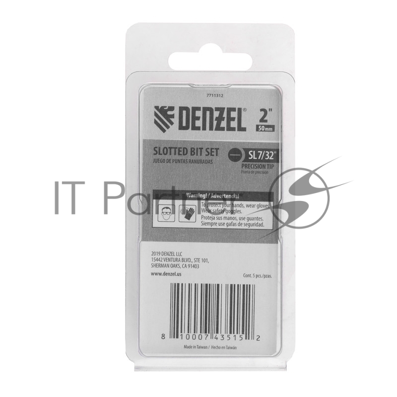 Набор бит, SL7/32x2, 5 шт.// Denzel