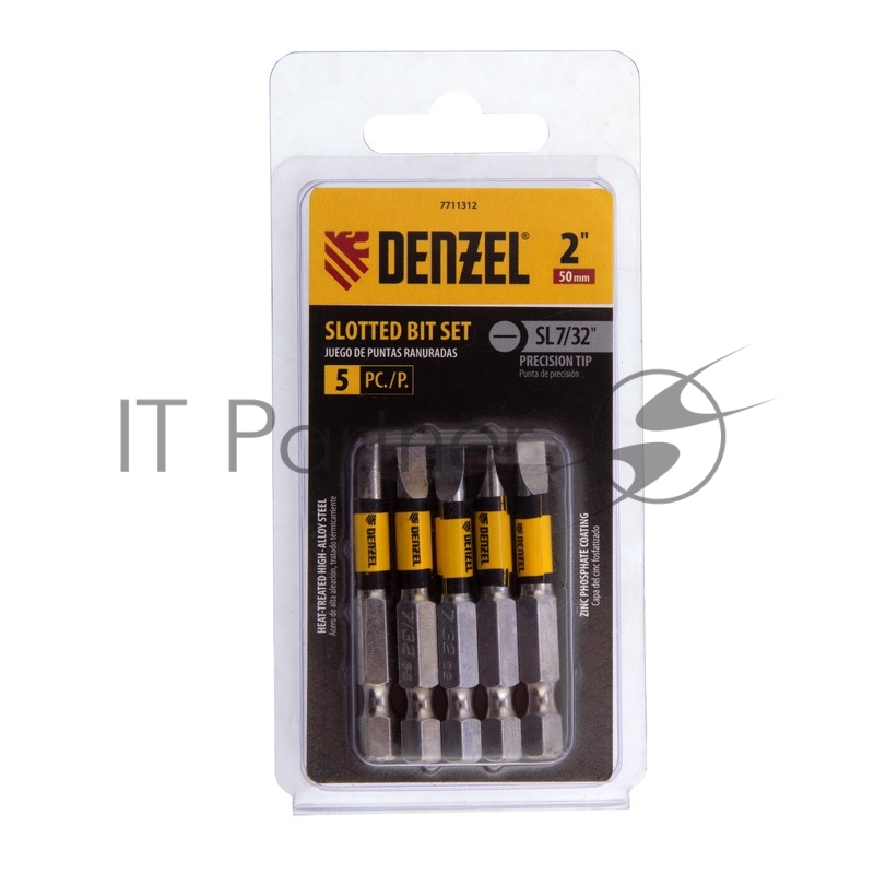 Набор бит, SL7/32x2, 5 шт.// Denzel