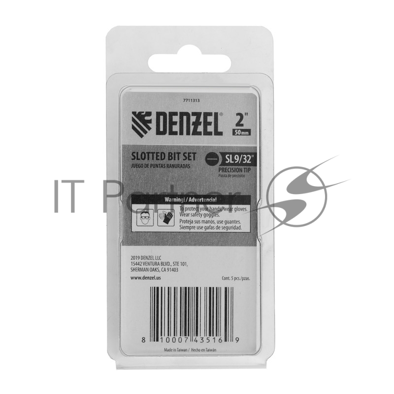 Набор бит, SL9/32x2, 5 шт.// Denzel