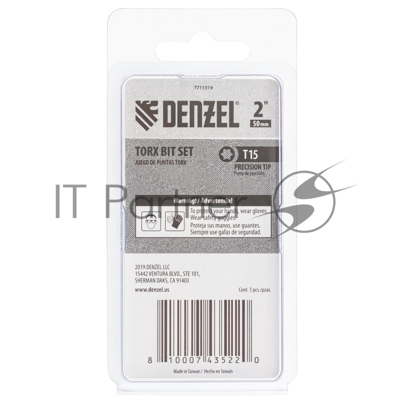 Набор бит, T15x2, 5 шт.// Denzel