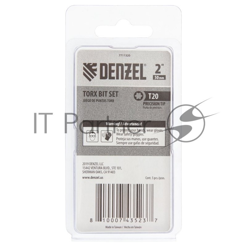 Набор бит, T20x2, 5 шт.// Denzel