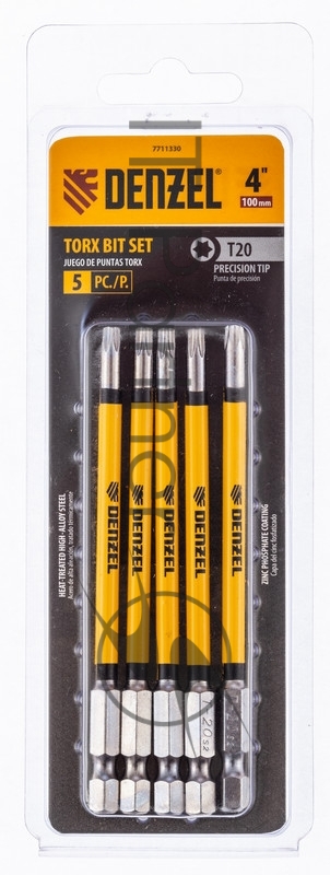 Набор бит, T20x4, 5 шт.// Denzel