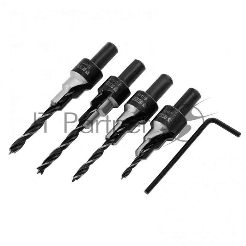 Набор сверл под конфирмат, 3-5 мм, 4 шт // Denzel