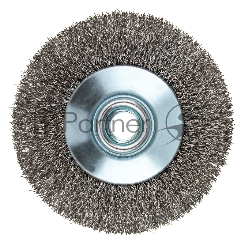 Щетка для УШМ, 100 мм, М14, Тарелка, витая нержавеющая проволока 0,3 мм// Denzel