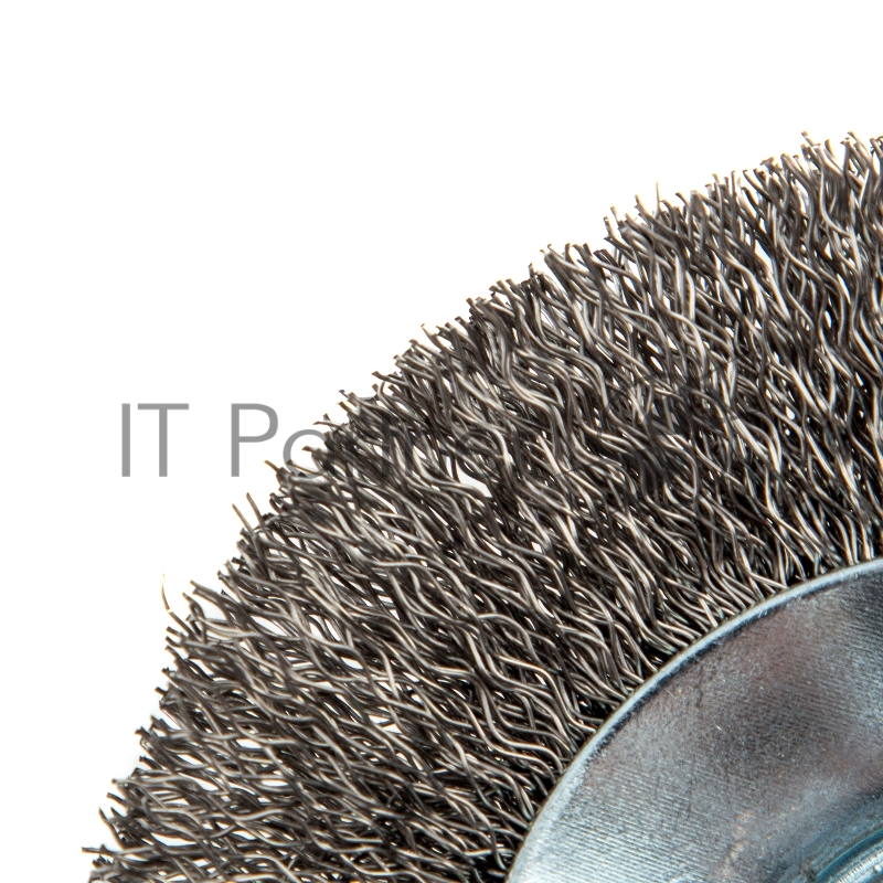 Щетка для УШМ, 100 мм, М14, Тарелка, витая нержавеющая проволока 0,3 мм// Denzel