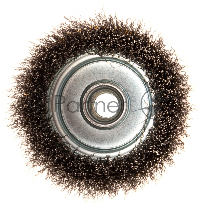 Щетка для УШМ, 100 мм, М14, Чашка, витая нержавеющая проволока 0,3 мм// Denzel