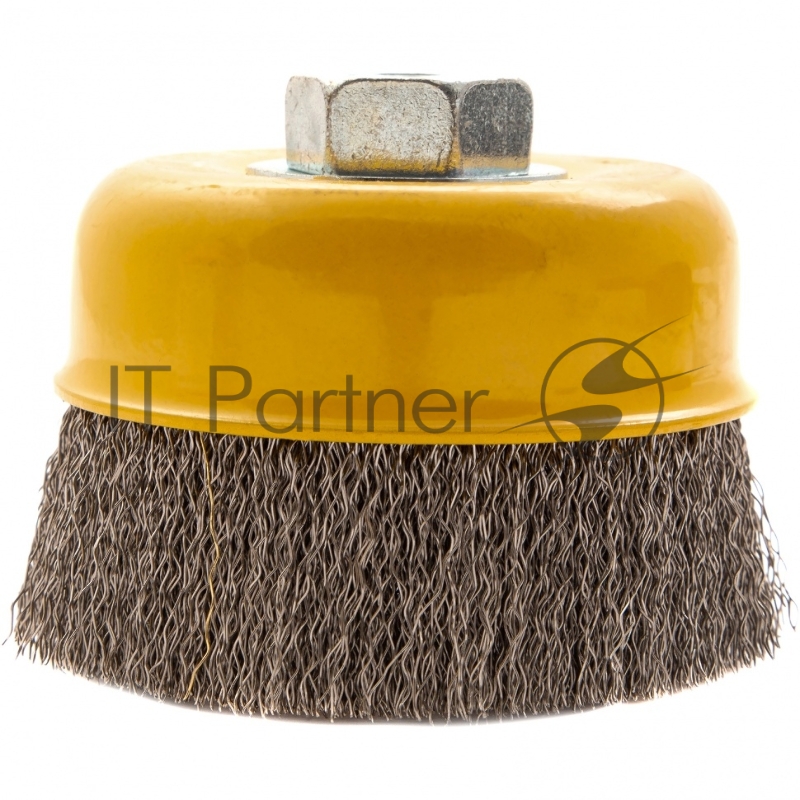 Щетка для УШМ, 100 мм, М14, Чашка, витая нержавеющая проволока 0,3 мм// Denzel