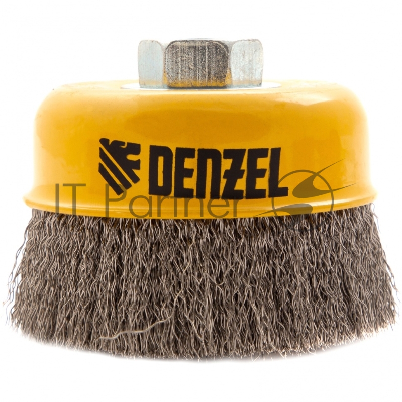 Щетка для УШМ, 100 мм, М14, Чашка, витая нержавеющая проволока 0,3 мм// Denzel