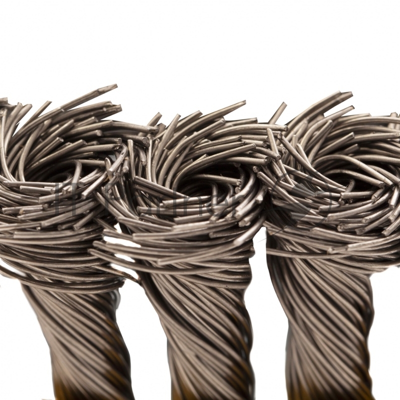 Щетка для УШМ, 100 мм, М14, Чашка, крученая нержавеющая проволока 0,5 мм// Denzel