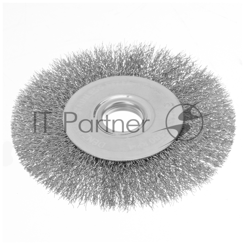 Щетка для УШМ, 125 мм, Плоская, витая нержавеющая проволока 0,3 мм, посадка 22,2 мм// Denzel