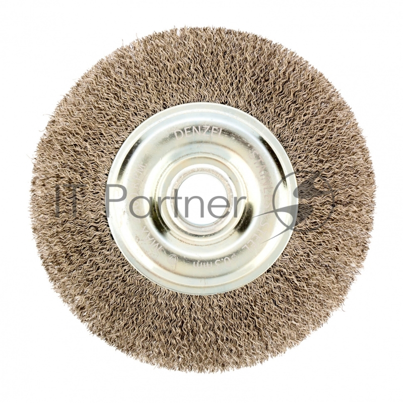 Щетка для УШМ, 150 мм, посадка 22,2 мм, Плоская, витая нержавеющая проволока 0,3 мм// Denzel