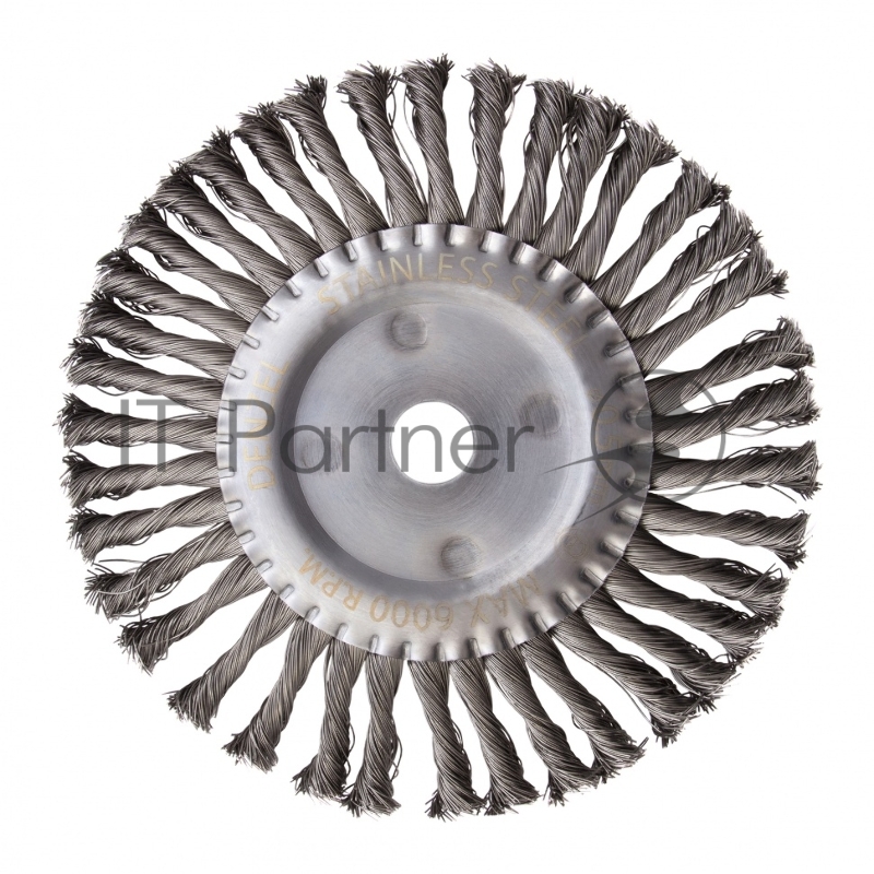 Щетка для УШМ, 200 мм, Плоская, крученая нержавеющая проволока 0,5 мм, посадка 22,2 мм// Denzel