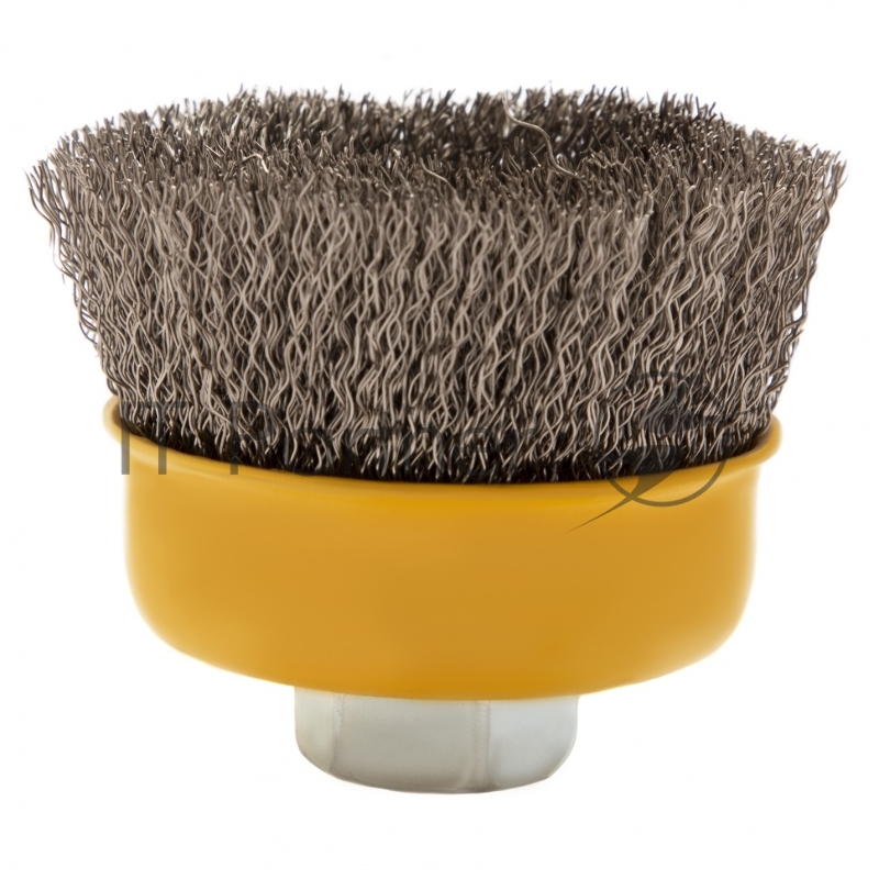 Щетка для УШМ, 75 мм, М14, Чашка, витая нержавеющая проволока 0,3 мм// Denzel