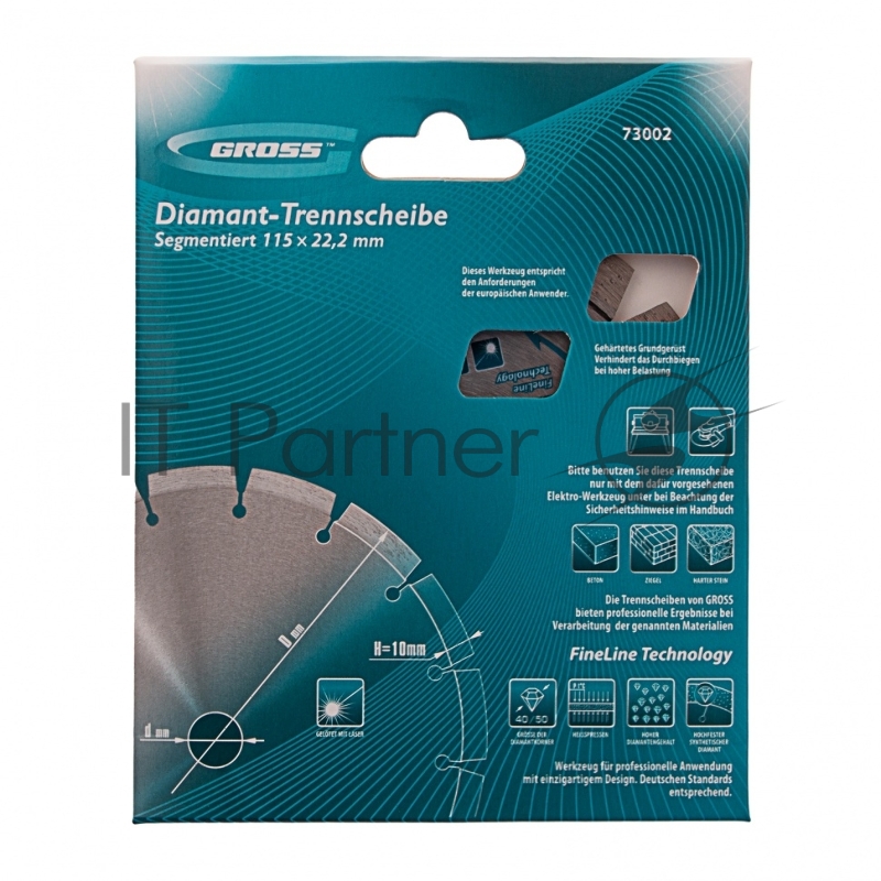 Диск алмазный ф115х22,2мм, лазерная приварка сегментов, сухое резание// Gross
