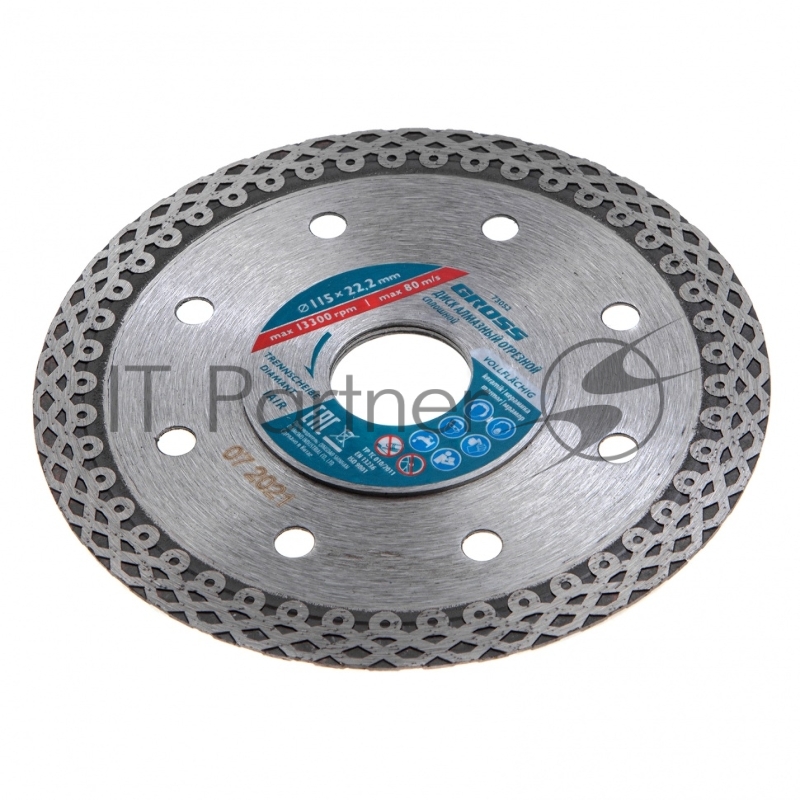 Диск алмазный ф115х22,2мм, тонкий, сплошной (Jaguar), мокрое резание// Gross