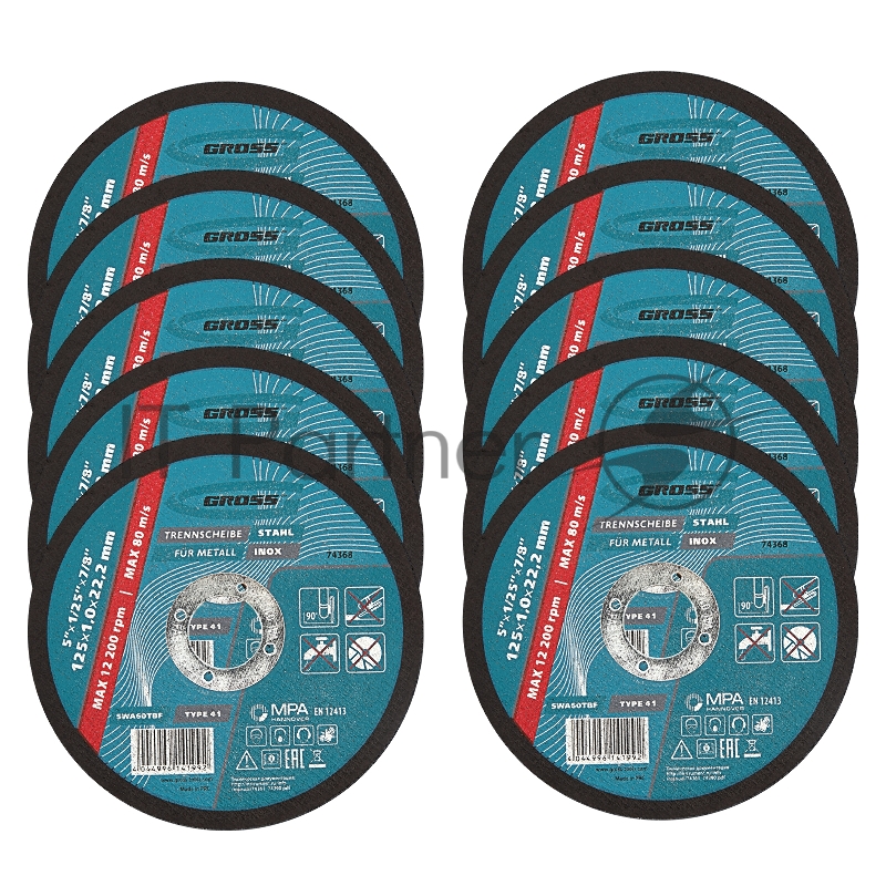 Круг отрезной по металлу, 125 х 1,0 х 22,2 мм, SWA60TBF// Gross