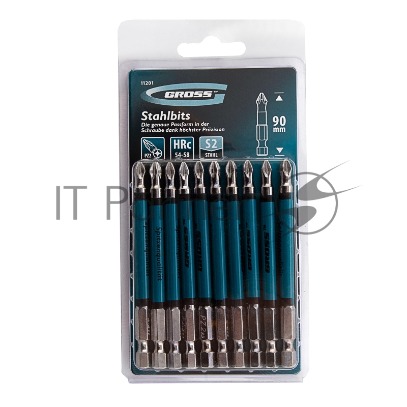 Набор бит PZ2 х90, сталь S2, 10шт.// Gross
