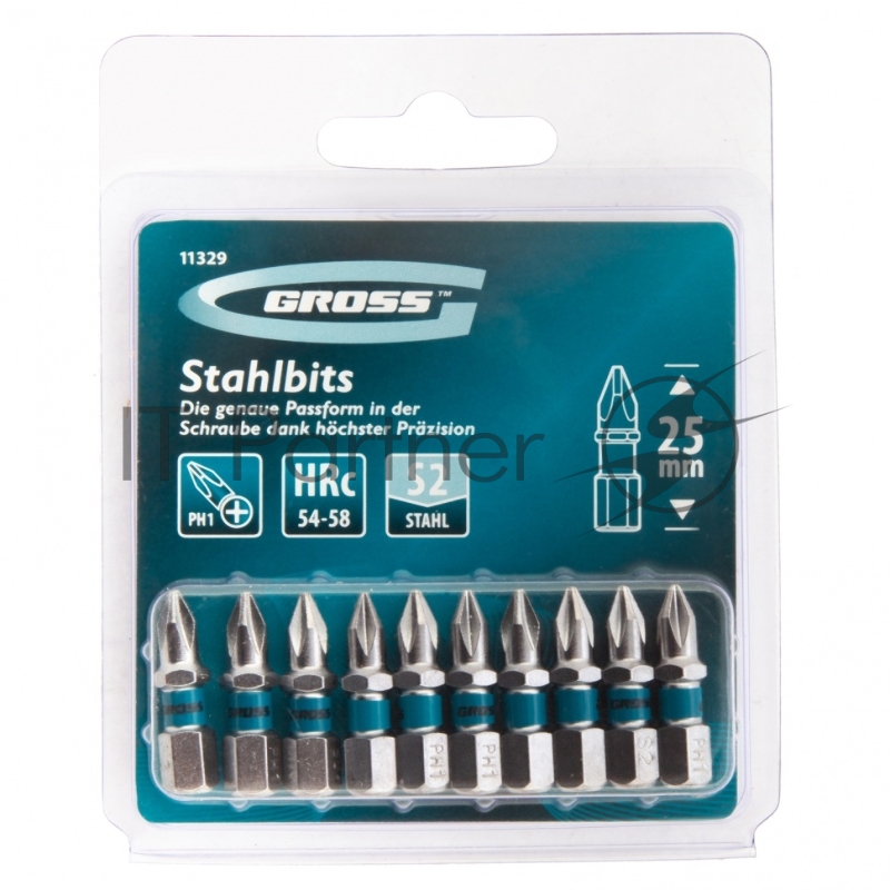 Набор бит PH1х25, сталь S2, 10 шт.// Gross