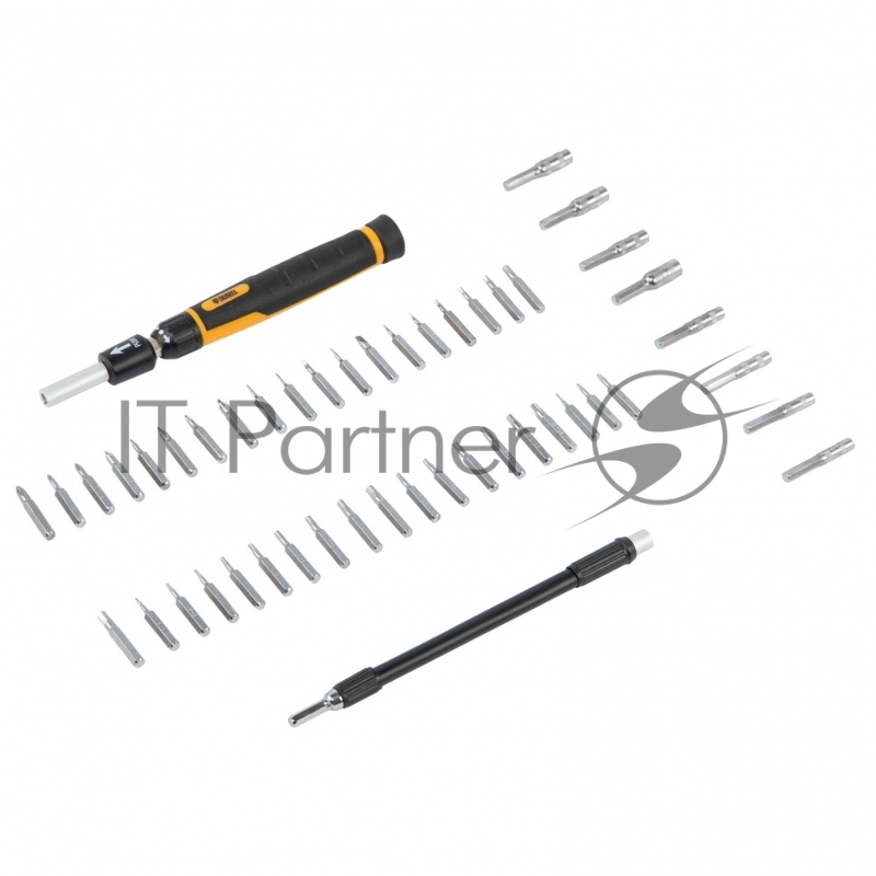 Отвертка с набором бит и торцевых головок для точных работ, Гибкий привод. 48 штук// Denzel