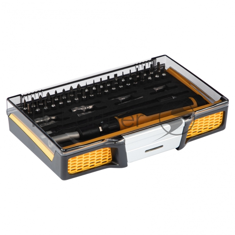 Отвертка с набором бит и торцевых головок для точных работ, Гибкий привод. 48 штук// Denzel