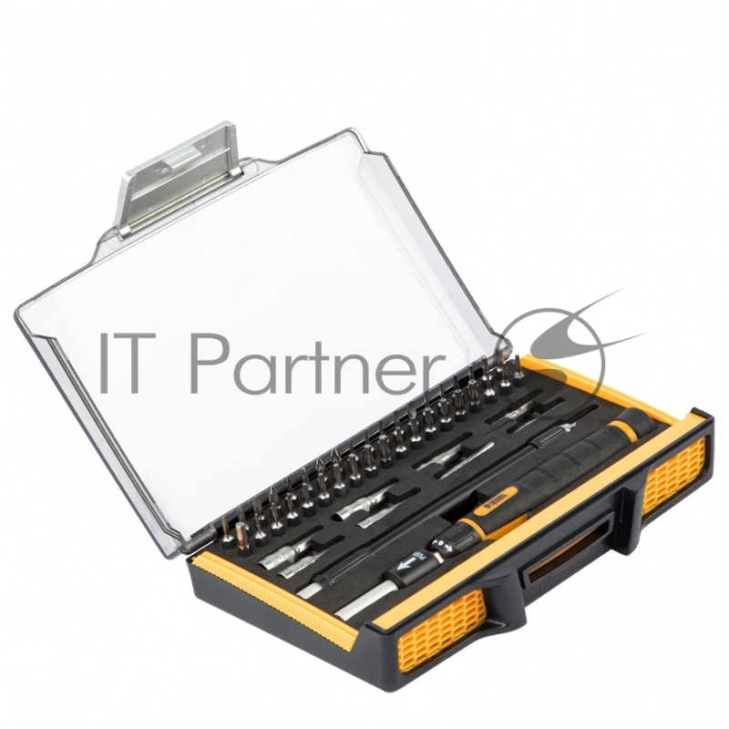 Отвертка с набором бит и торцевых головок для точных работ, Гибкий привод. 48 штук// Denzel