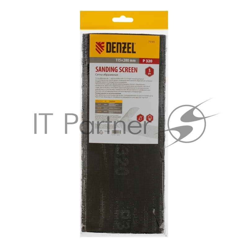 Сетка абразивная, P 320, 115 х 280 мм, 5 шт.// Denzel